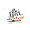 A promotional design featuring a motorcyclist and desert plants, with green, orange, and white colours. It has a logo.