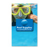 A promotional image featuring a person wearing yellow snorkeling gear underwater, with a blue background and a logo.