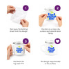 A set of Colour Fusion Sheets with a colourful design, featuring a logo and hands demonstrating application on a mug.