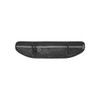 A black recycled running waist pack with multiple compartments and a logo, featuring a sleek, lightweight design.
