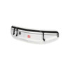 A white running waist pack featuring black zippers and straps, with a logo on the side.