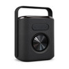 A black Hudson Bluetooth speaker with a rounded handle and a large central dial for volume control.