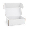 A white custom box with a locking lid, measuring 410 x 255 x 150mm, featuring an interior without contents.