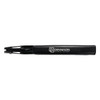 A black premium wine waiters knife featuring a branding logo, showcasing its sleek design and functionality.