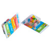 Two packs of jelly beans in assorted colours, featuring a branding logo, displayed upright.