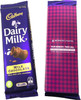 Dairy Milk chocolate bar in a purple and pink sleeve, weighing 180g, featuring branding elements.