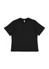 A black box tee with a relaxed fit and short sleeves. It features a label and a minimalist design.