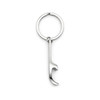 A silver keytag with a bottle opener design attached to a circular keyring.