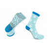 Crew Custom Toe Socks in aqua blue featuring a non-slip grip and a fun fish design.