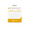 A desk calendar with a spiral binding and a yellow base, featuring a monthly layout for December.