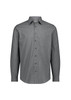 A classic fit long sleeve shirt in black and white stripes, featuring a button-up front and a single chest pocket.