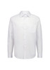 A white long sleeve shirt with a classic fit, featuring a button-down front and a single chest pocket.