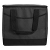 A black cooler bag with sturdy handles, featuring a zip closure and a minimalist design.