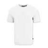 A white short-sleeved tee featuring a logo on the side. Simple and classic design.