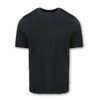 A black short-sleeve t-shirt with a smooth fabric texture and a logo on the side.