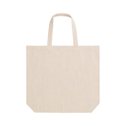 A light beige tote bag with short handles and a gusset, featuring a simple design and an unbranded appearance.