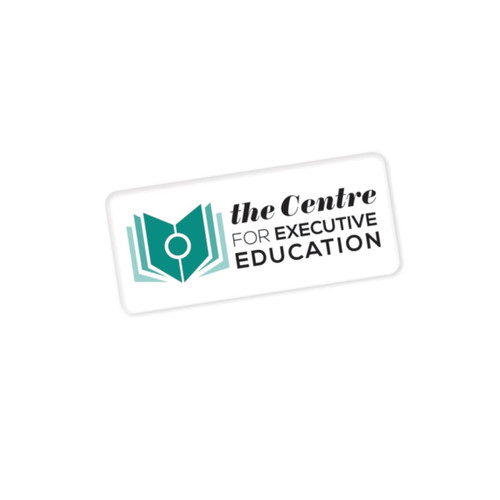 A rectangular resin-coated label featuring a logo in green and black text for an educational centre.