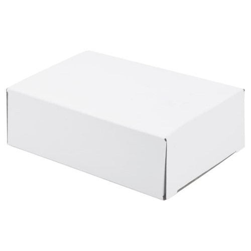 A plain white box with folded flaps, suitable for packaging items such as tech products.