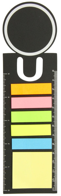 Bookmark ruler with sticky notes