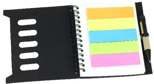 Notebook with Pen & Ruler and sticky note flags