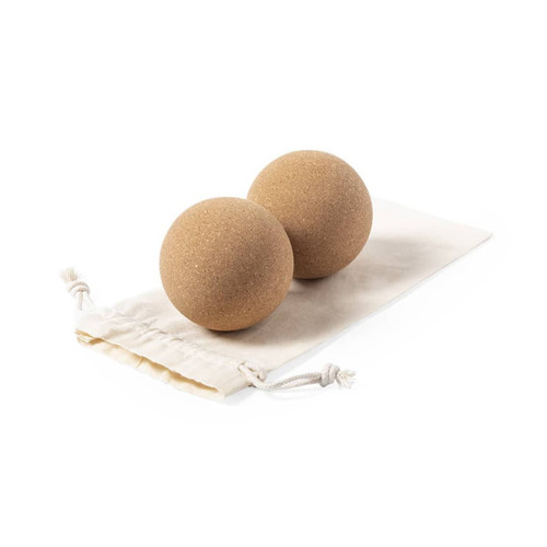 YOGA BALLS SET of 2 - made from cork and packed in a cotton bag TUDUK