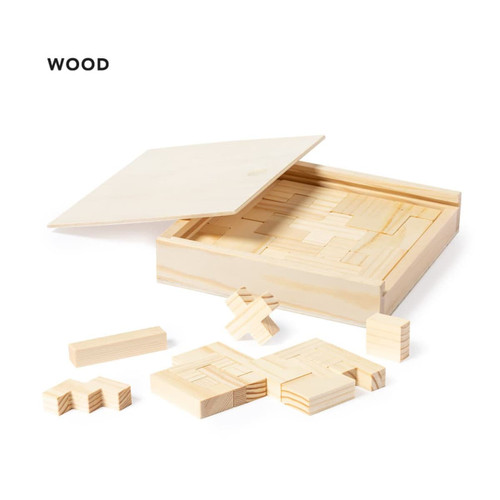 Puzzle set of 13 pieces in a box made from wood CHARLIS