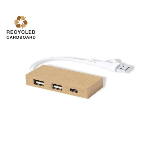 USB HUB with 3 ports made from recycled cardboard HASGAR
