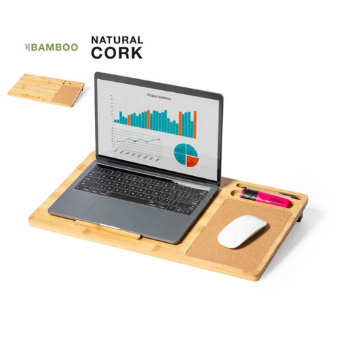 DESK LAPTOP ORGANIZER / MOUSEPAD made from cork and bamboo KRIT