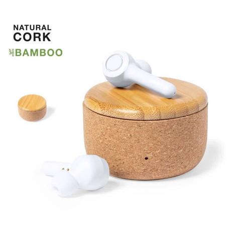 Earphones/ Ear buds presented in a beautiful cork and Bamboo case Grigal