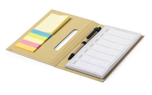 Sticky Notepad book cover and pen made from recycled cardboard  Kendil