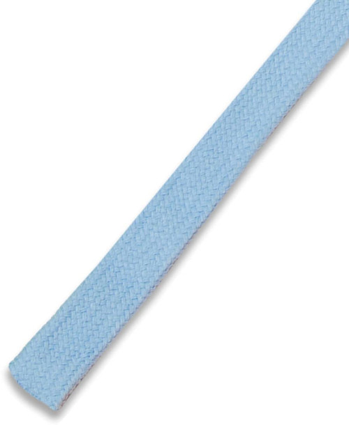 A light blue drawcord with a textured finish, suitable for various clothing applications. Includes a brand logo.