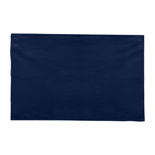 A navy cotton tea towel with a plain design. Features an unobtrusive logo. Ideal for home use.