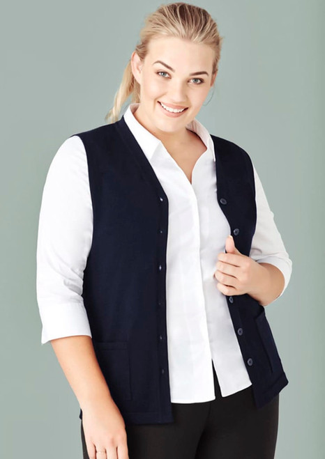 Womens Button Front Knit Vest