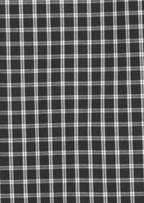 A black and white checkered fabric pattern suitable for a button-up shirt. It features a consistent grid design.