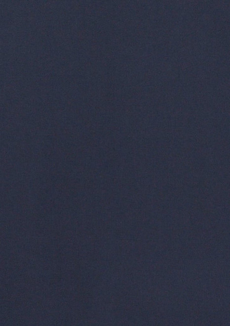 A navy blue button-up shirt with a logo, featuring short sleeves and a classic design.