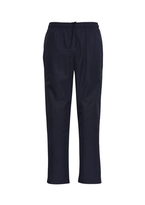 Unisex track pants in navy, featuring an elastic waistband with a drawstring and a simple design.