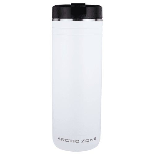 A drink bottle in white with a black lid, featuring a sleek design and a logo. Holds 700ml of liquid.
