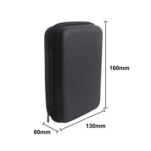 A black medium zipper case with dimensions 160mm by 130mm by 60mm. It features a textured surface and a zip closure.