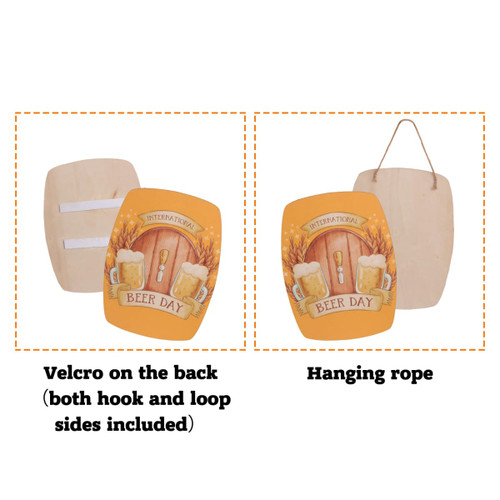 A wooden sign board (30x40cm) featuring vibrant artwork and a hanging rope. Includes Velcro on the back.