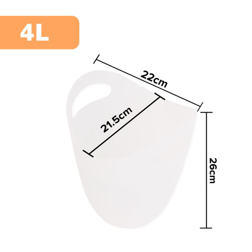 A white ice bucket with a sleek design, featuring a handle and dimensions of 22cm x 21.5cm x 26cm.