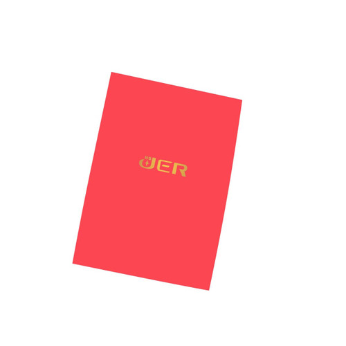 A4 presentation folder in a vibrant coral colour with a logo in the top left corner.