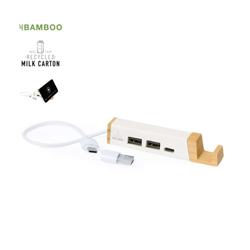 Hub usb made from recycled milk cartons and bamboo -Kartip