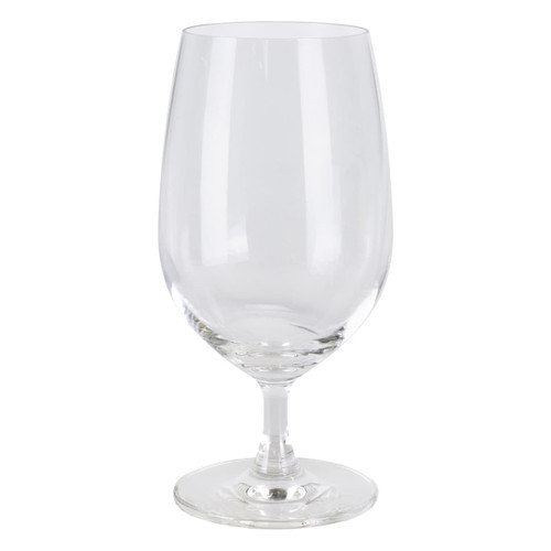 A clear, elegant beer glass, 410ml in size, featuring a smooth surface and a sturdy base.