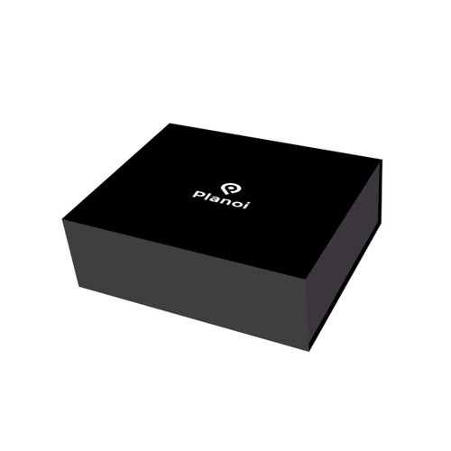 A medium foldable magnetic box in black with a logo on the top surface.