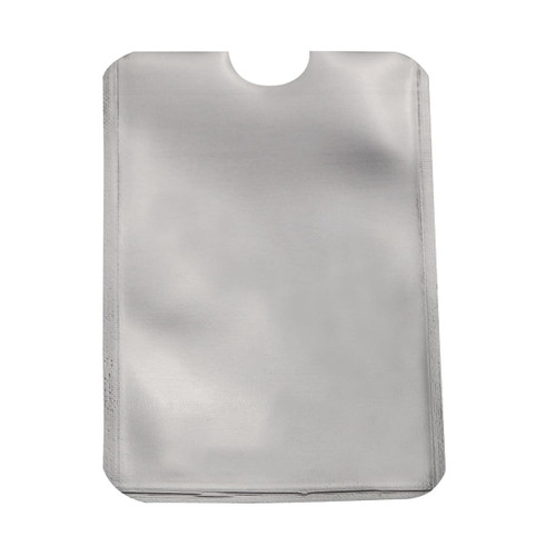 A clear RFID card protector sleeve, designed to shield credit cards and personal information. It features a simple, flat design.