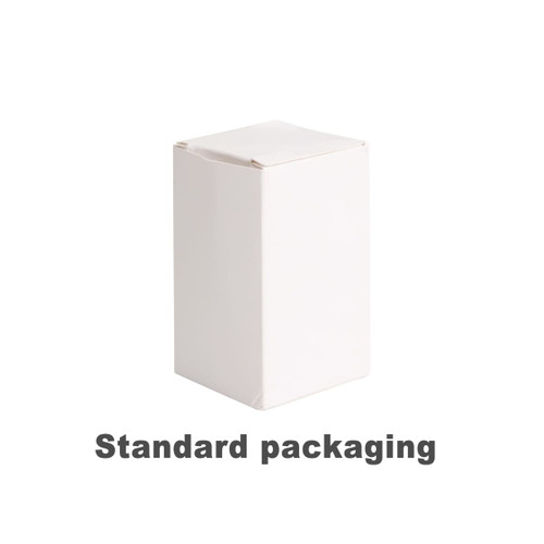 A white rectangular box with a sealed top, featuring a logo on the front.