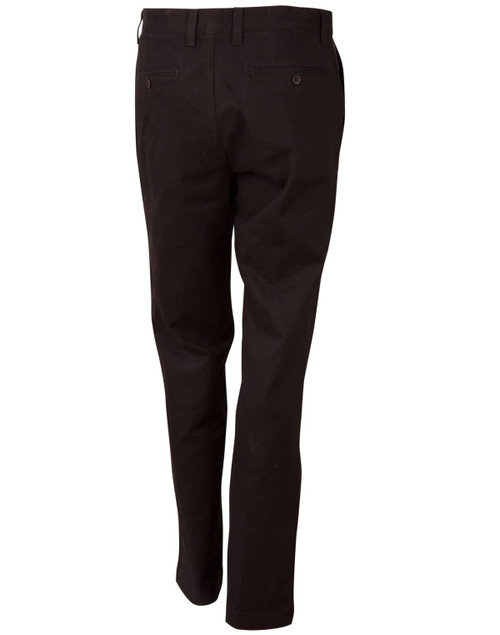 Men's chino pants in black, featuring a straight-leg design and back pockets, with a subtle logo.
