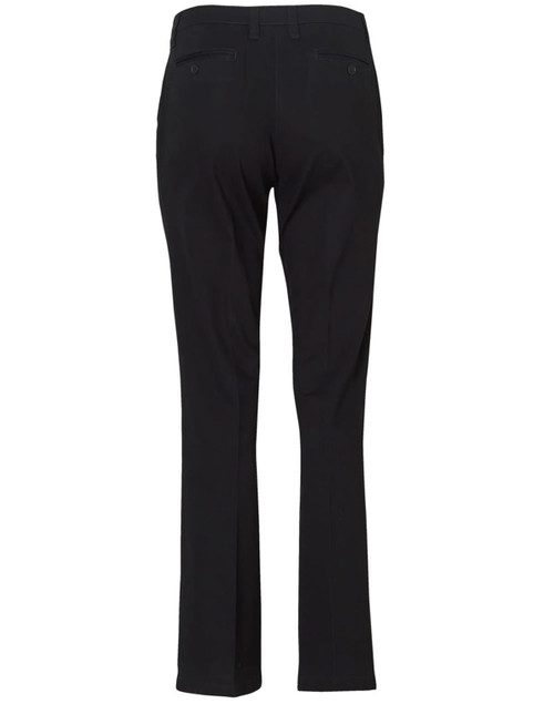 Black women's chino pants featuring a fitted design and two back pockets. The pants have a sleek, tailored look.