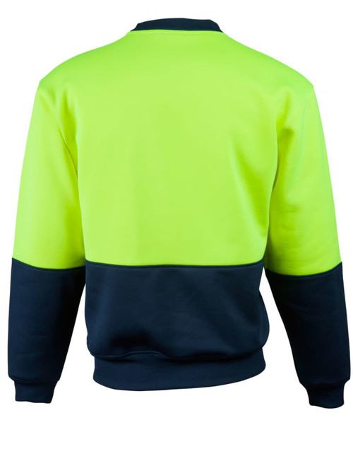 A two-tone safety windcheater in high visibility yellow and navy, featuring a branded logo.