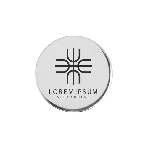 A silver 25mm golf ball marker featuring a circular design and a logo in the centre.